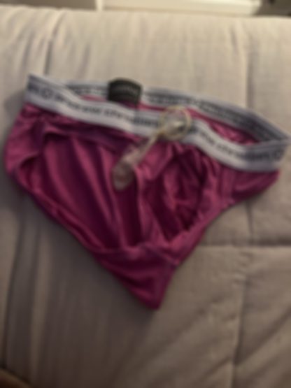 AC Pink briefs & c*m filled c0ndom