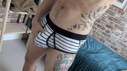 LoadedKinkyOtter's Black and white very worn shorts. Used.